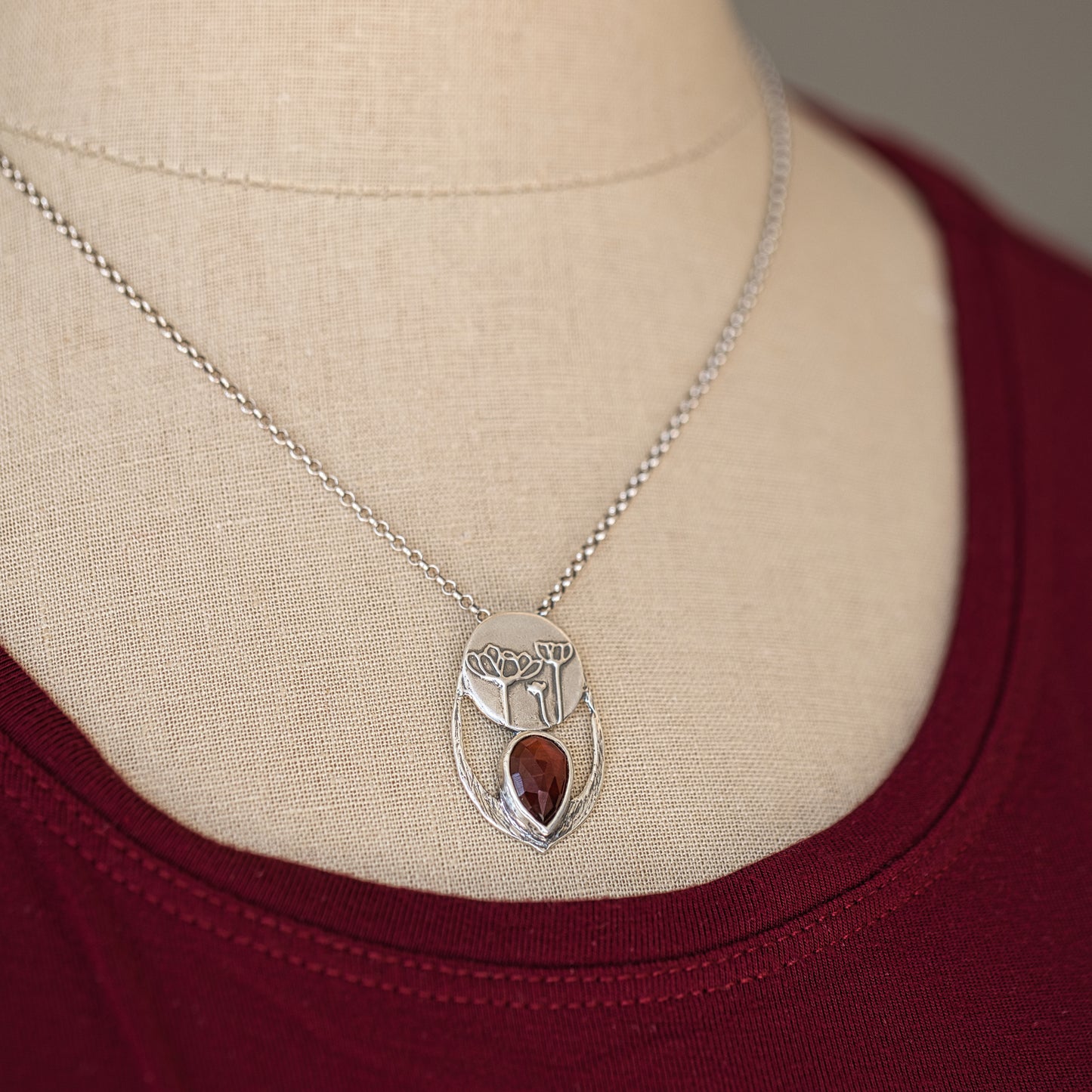Cosmos Garnet Necklace-Terra Rustica Jewelry