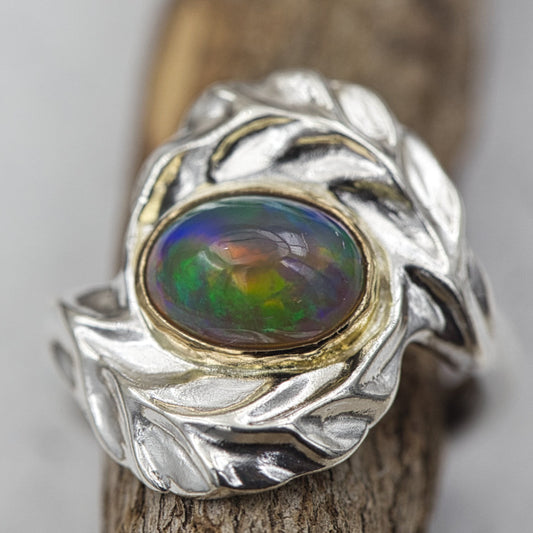 Forest Flame Opal Ring