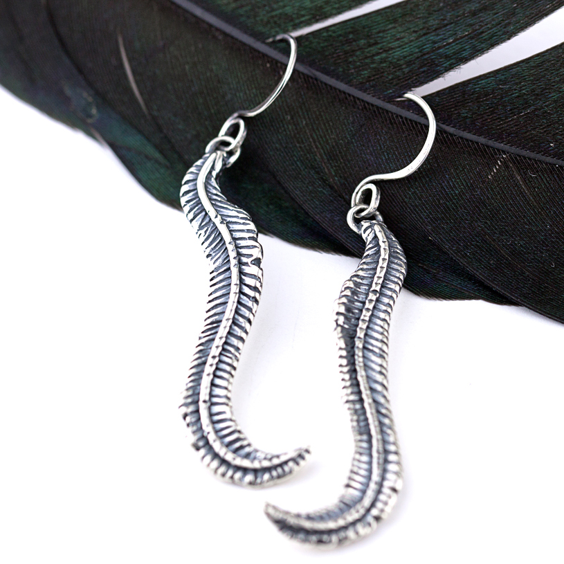 Rooster Tail Feather Earrings