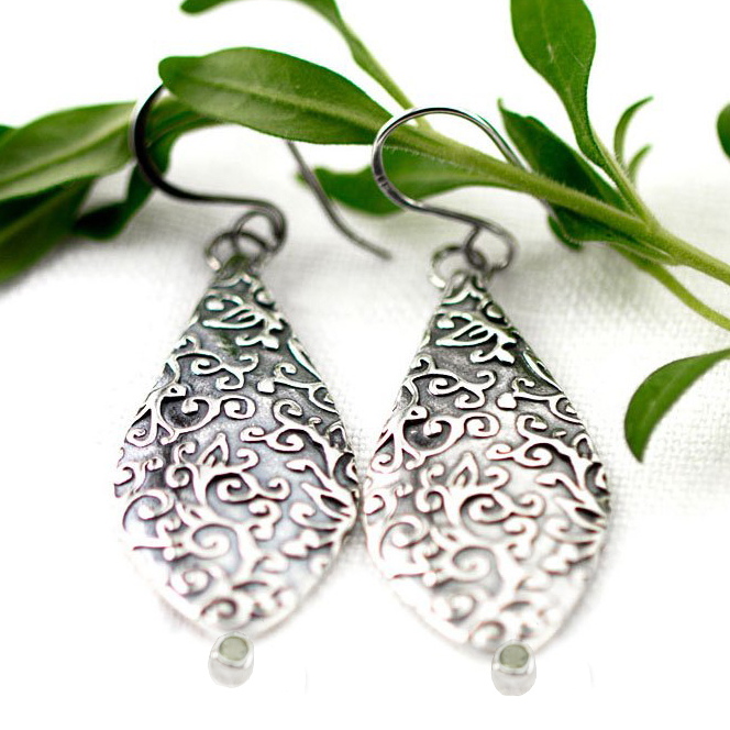 Swirl Leaf Petal Earrings-Terra Rustica Jewelry