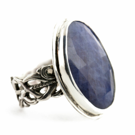 Sapphire Ring with Flourish Band-Terra Rustica Jewelry