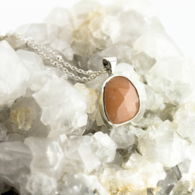 Peach Moonstone Rose Cut Necklace-Terra Rustica Jewelry