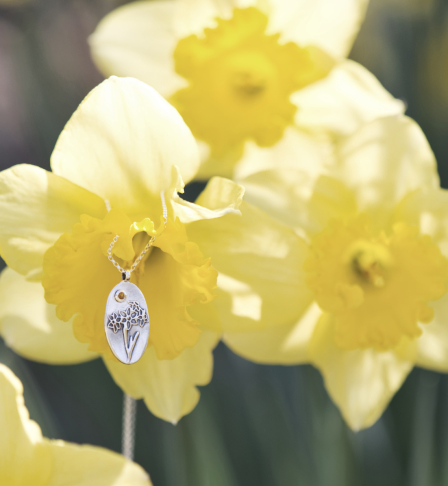 Daffodil Necklace with Gemstone