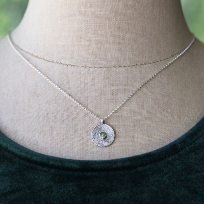 Botanical Foliage Necklace with Gemstone