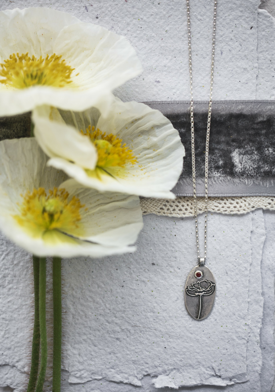 Poppy Necklace with Gemstone