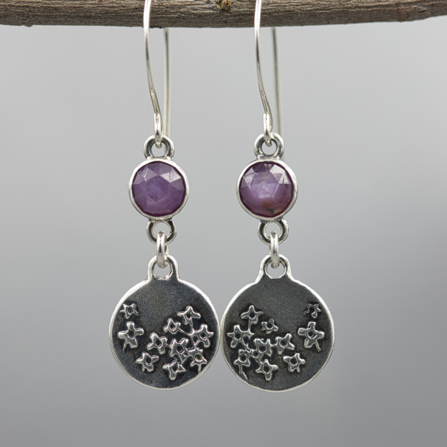 Lilac Earrings with Pink Sheen Sapphires