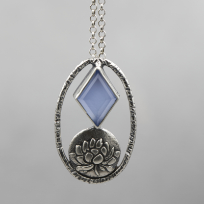 Lotus Chalcedony Necklace-Terra Rustica Jewelry